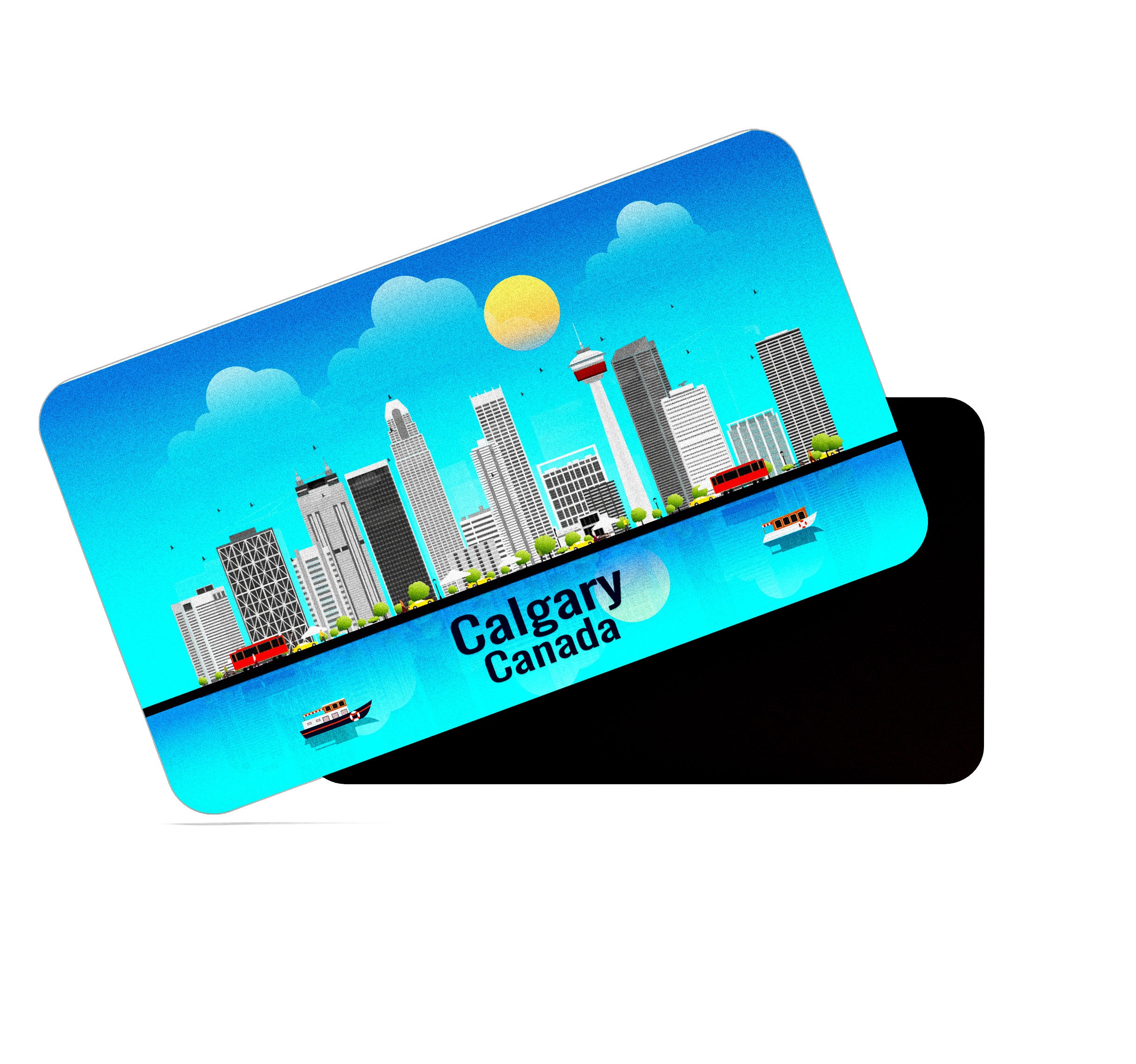 dhcrafts Rectangular Fridge Magnet Blue Canada Calgary Design Pack of 1 (8.6cm x 5.4cm)